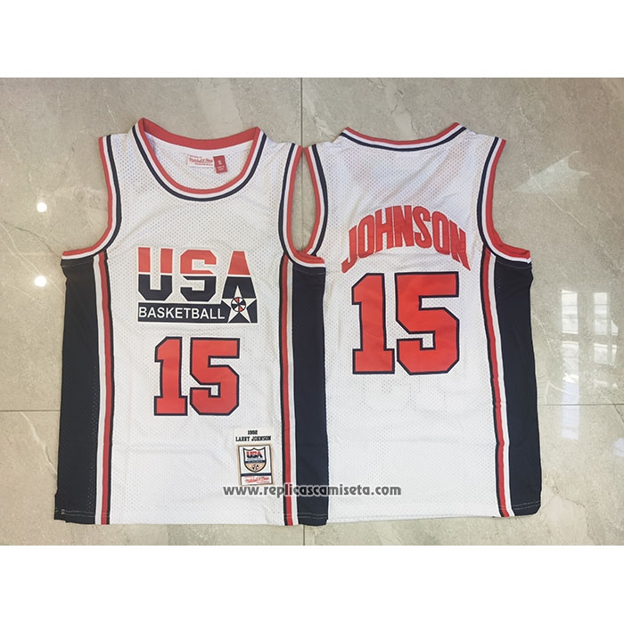 Camiseta USA 1992 James Johnson #15 Blanco